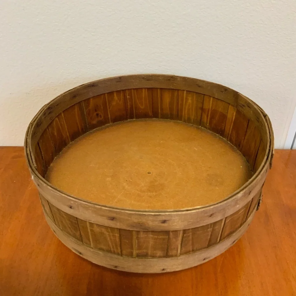 Unique Vintage Round Woven Splint Wood Basket - 12 Inches